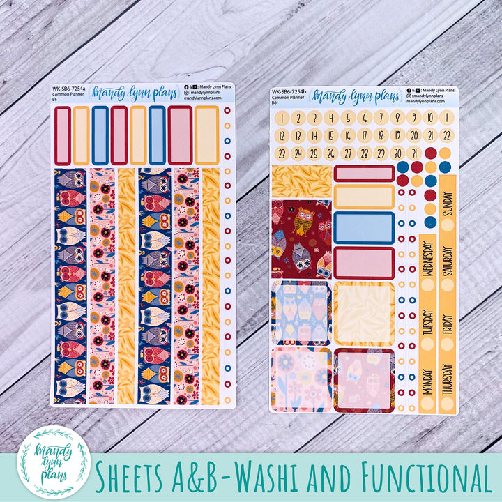 A5, B6, N1 & N2 Common Planner Weekly Kit || Ornate Owls || 254