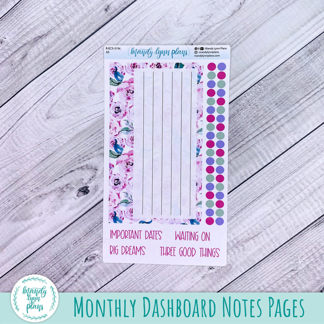 July EC A5 Dashboard Kit || Watercolor Blooms || R-EC5-319