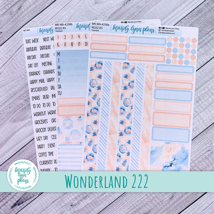 Wonderland 222 Weekly Kit || Peach and Blue Watercolor || 258
