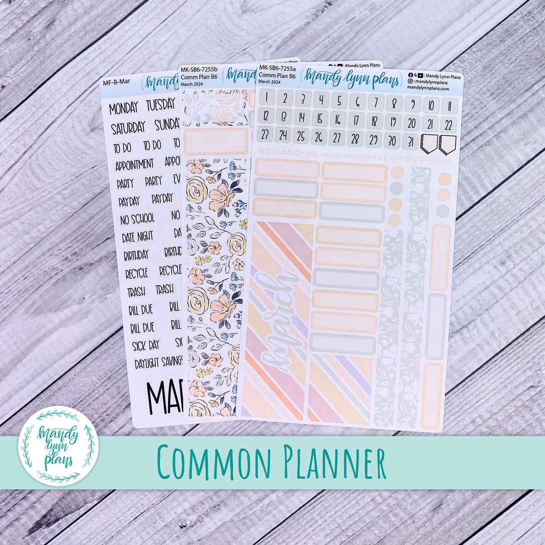 March 2024 Common Planner Monthly Kit || Spring Floral || 255