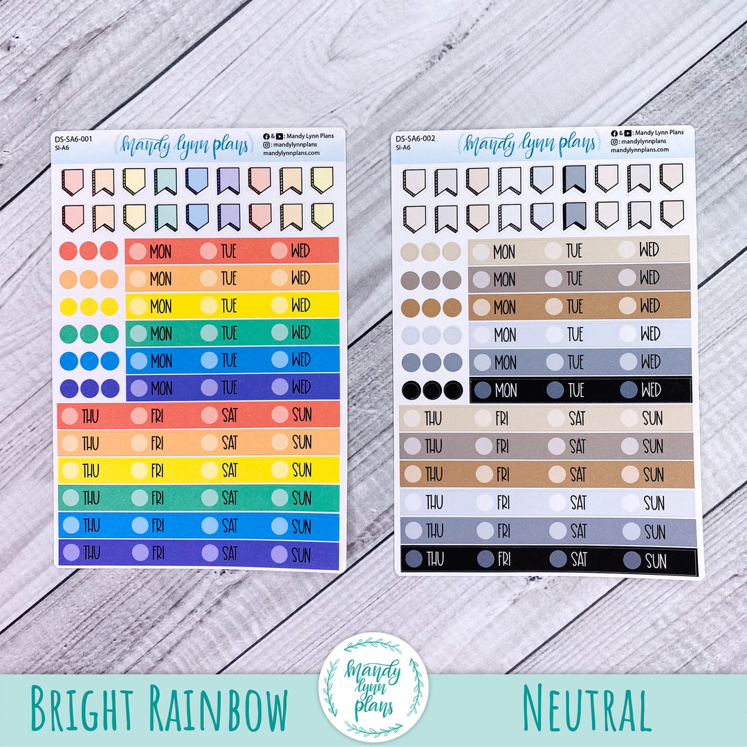 N1 & N2 Horizontal and Vertical Common Planner Weekly Days and Date Cover Strips