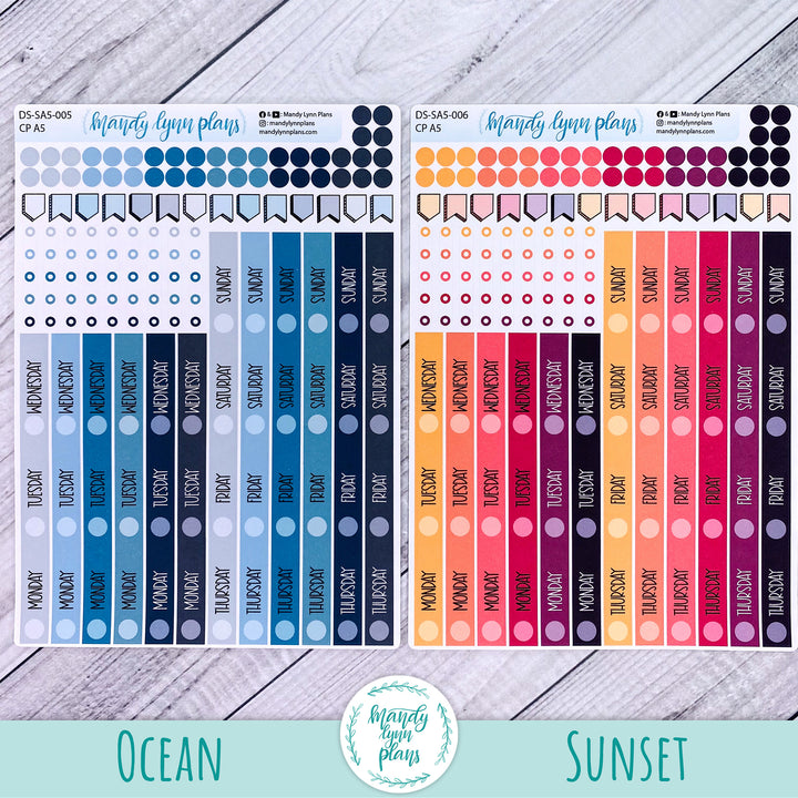 A5 Common Planner Vertical Weekly Days and Date Cover Strips