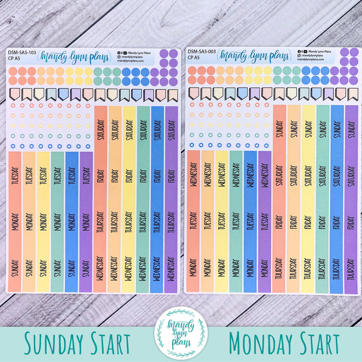 Sunday or Monday Start A5 Common Planner Monthly Day Cover Strips