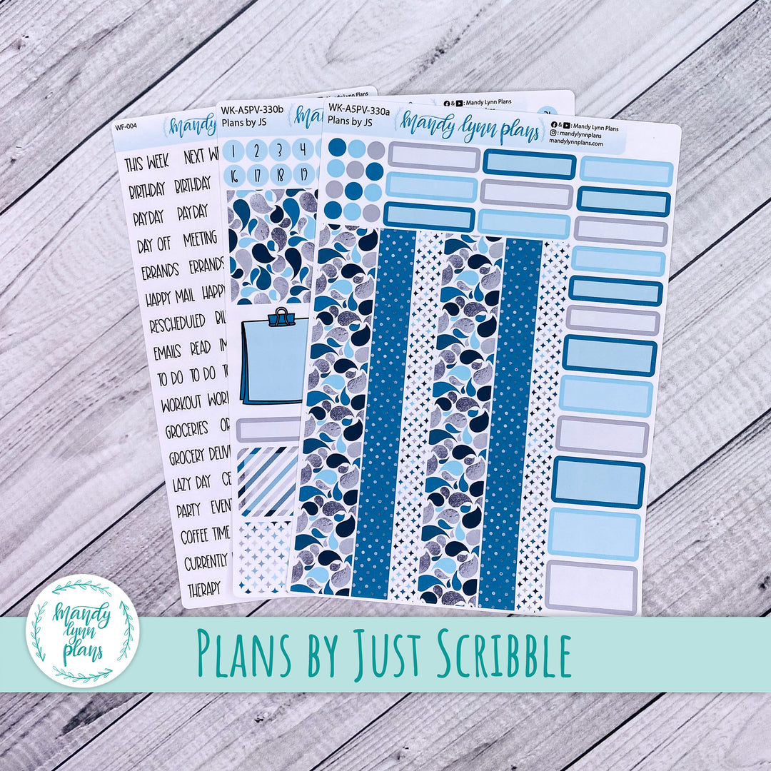 A5 Plans by Just Scribble Weekly Kit || Teal and Silver || 330