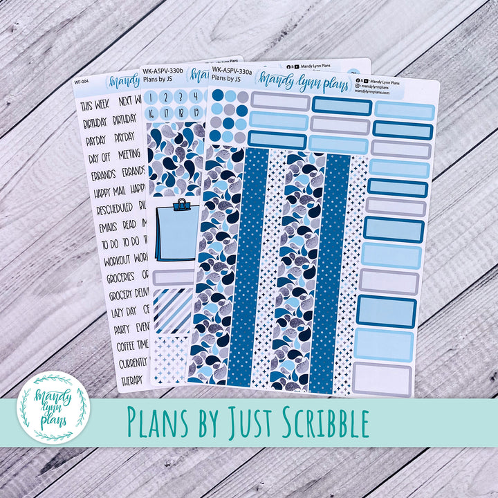 A5 Plans by Just Scribble Weekly Kit || Teal and Silver || 330