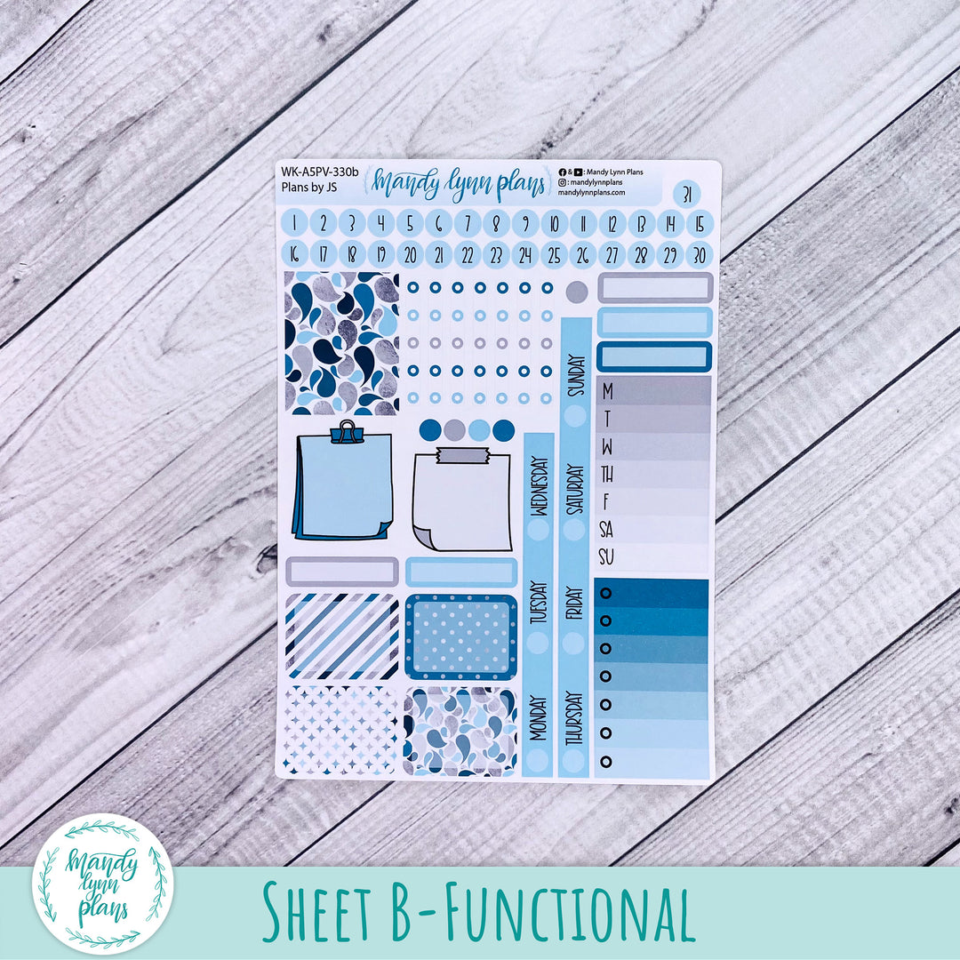 A5 Plans by Just Scribble Weekly Kit || Teal and Silver || 330