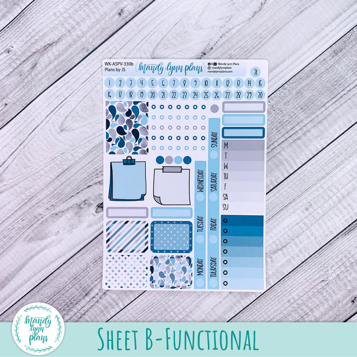 A5 Plans by Just Scribble Weekly Kit || Teal and Silver || 330