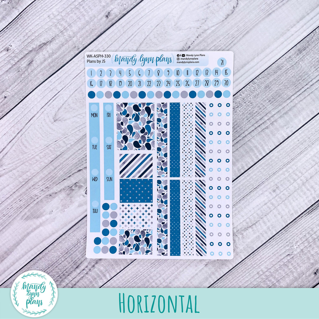 A5 Plans by Just Scribble Weekly Kit || Teal and Silver || 330