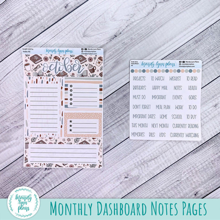October A6 Hobonichi Dashboard || Coffee and Books || R-A6T-3331