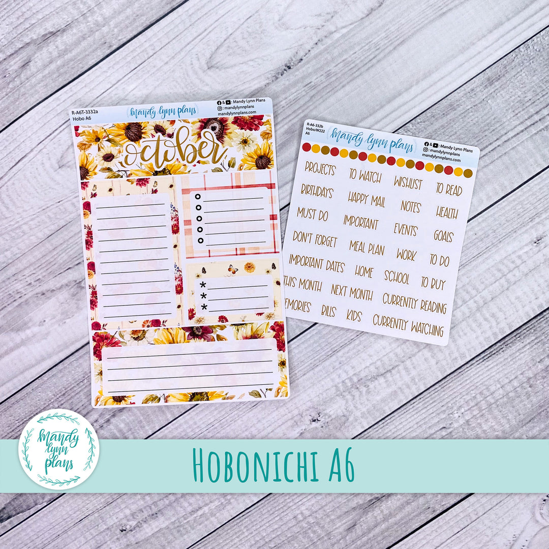 October A6 Hobonichi Dashboard || Warm Autumn || R-A6T-3332