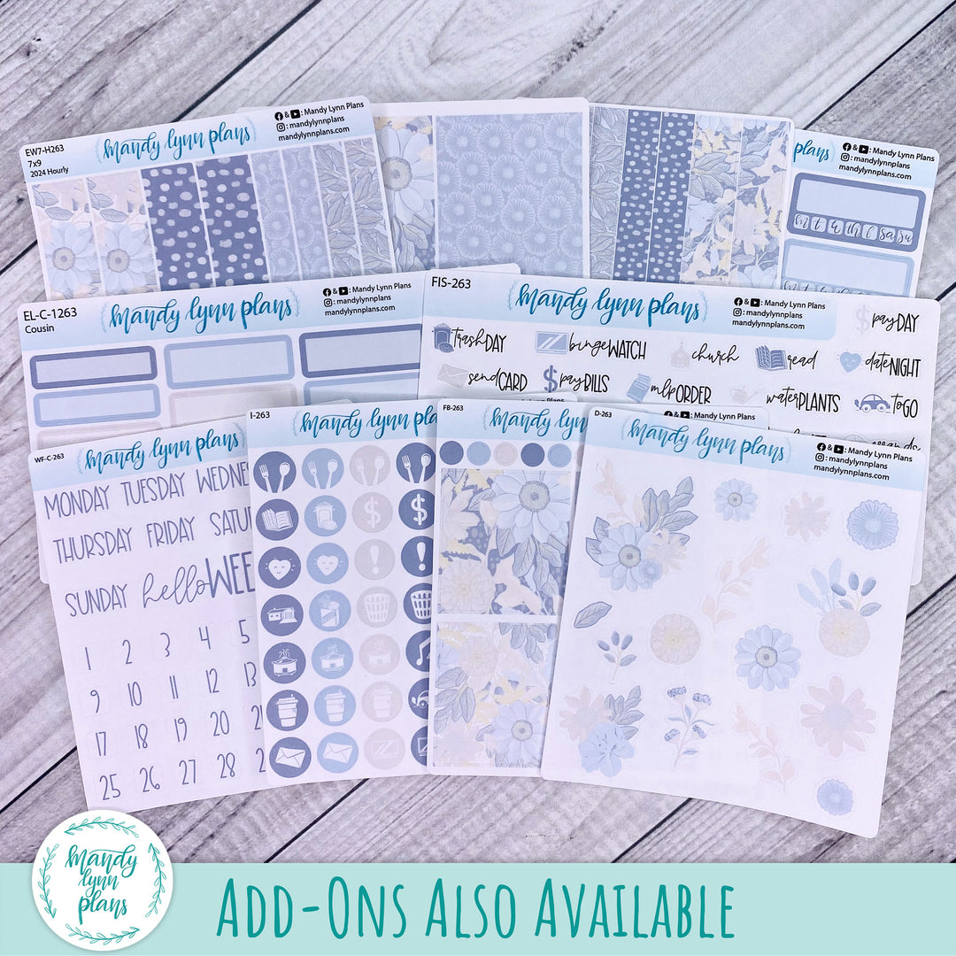 A5, B6, N1 & N2 Common Planner Weekly Kit || Dusty Blue Floral || 263