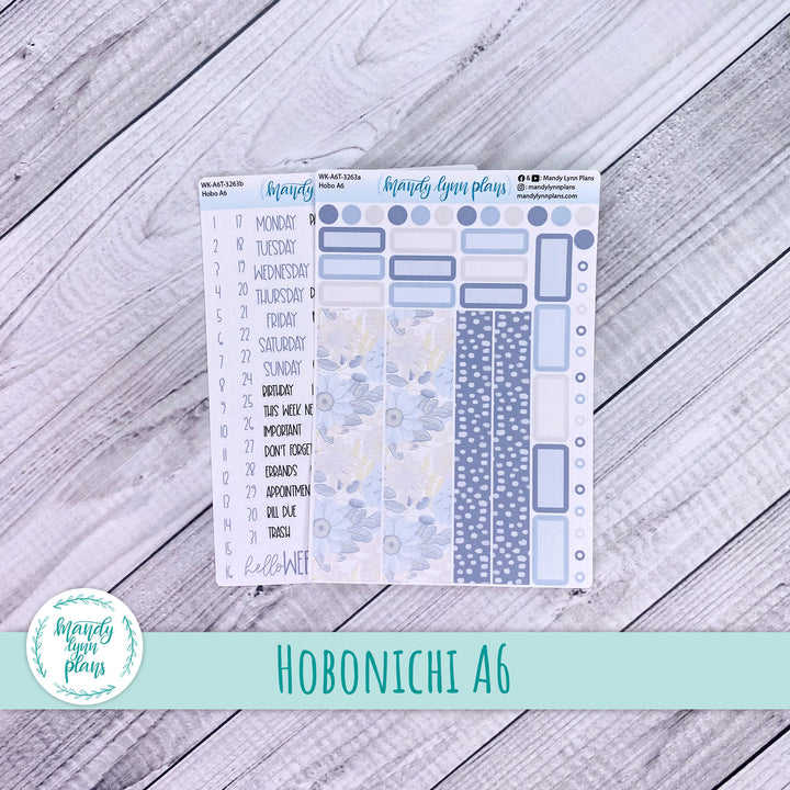 Hobonichi A6 Weekly Kit || Dusty Blue Floral || WK-A6T-3263
