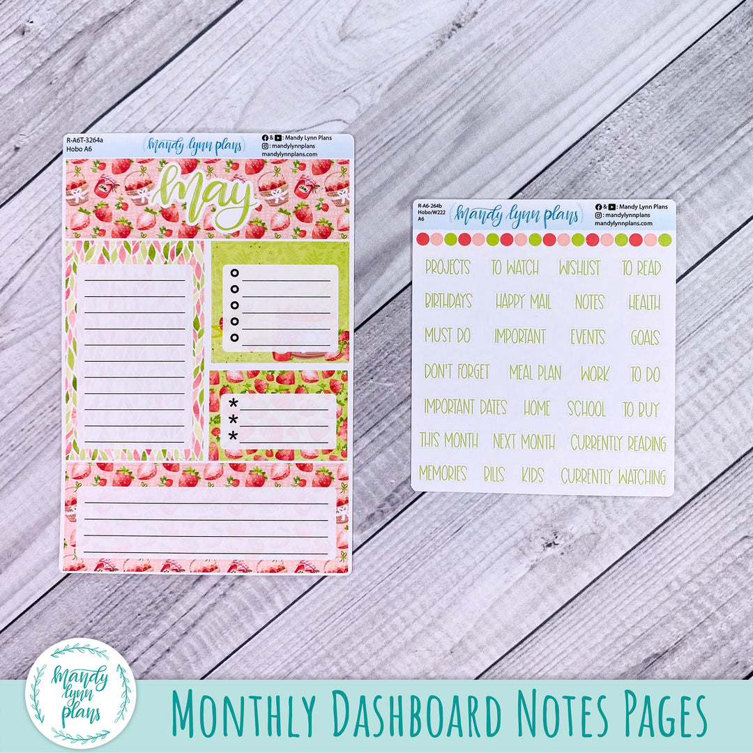 May A6 Hobonichi Dashboard || Strawberry Patch || R-A6T-3264