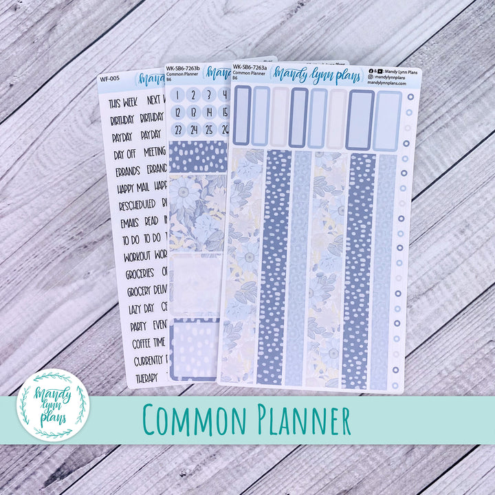 A5, B6, N1 & N2 Common Planner Weekly Kit || Dusty Blue Floral || 263