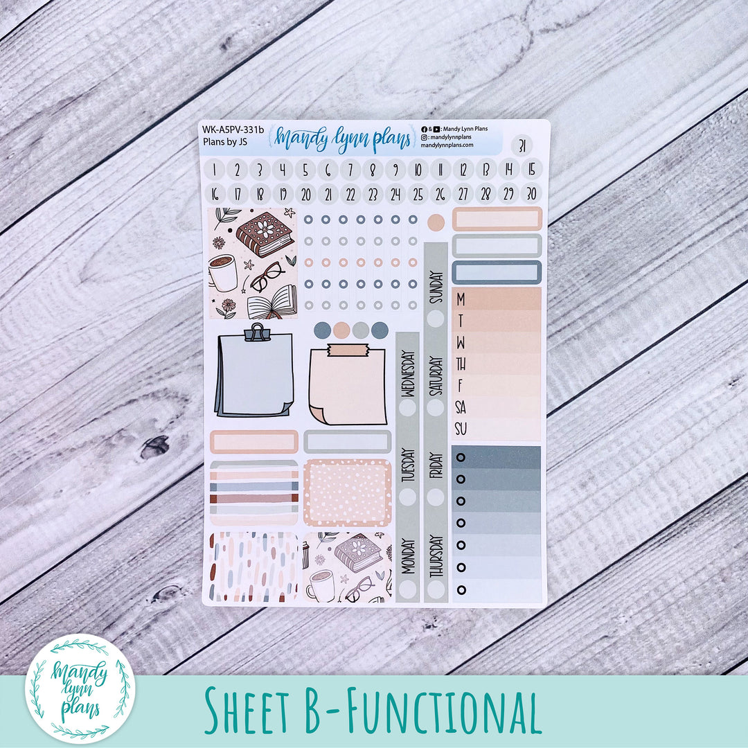 A5 Plans by Just Scribble Weekly Kit || Coffee and Books || 331