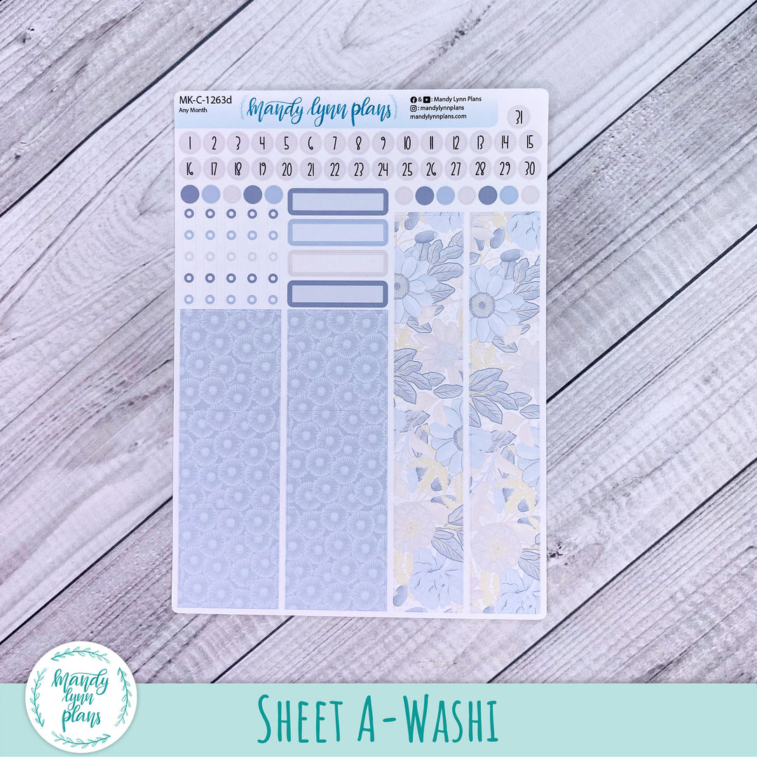 Any Month Hobonichi Cousin Monthly Kit || Dusty Blue Floral || MK-C-1263