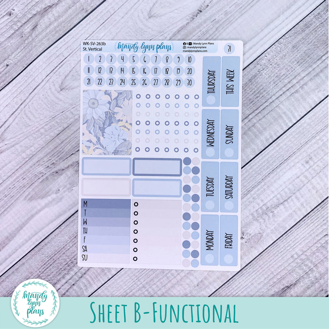 Standard Vertical Weekly Kit || Dusty Blue Floral || WK-SV-263