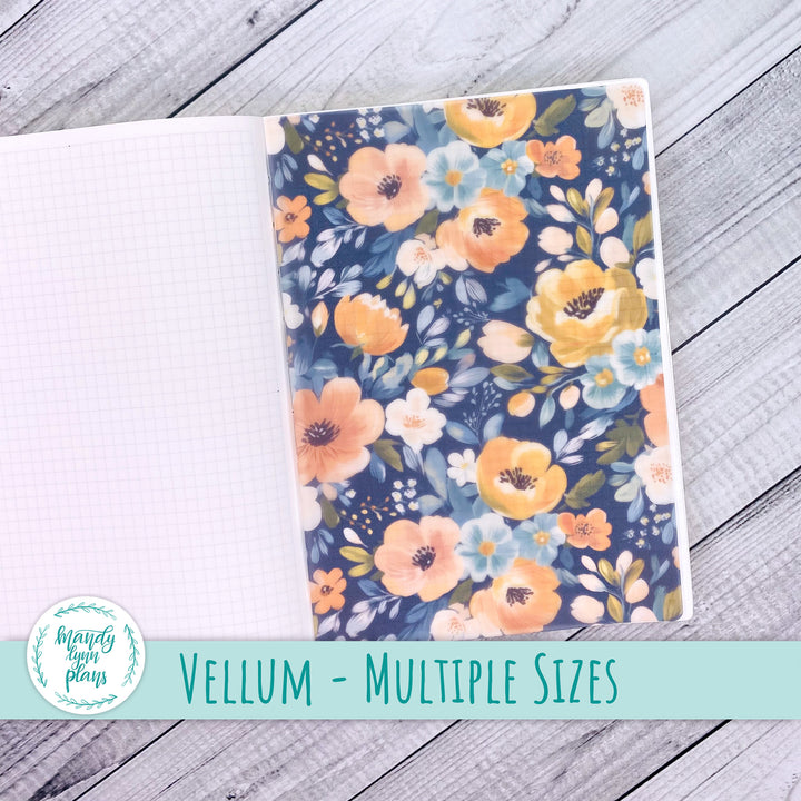 Navy Bold Bloom Vellum || 338