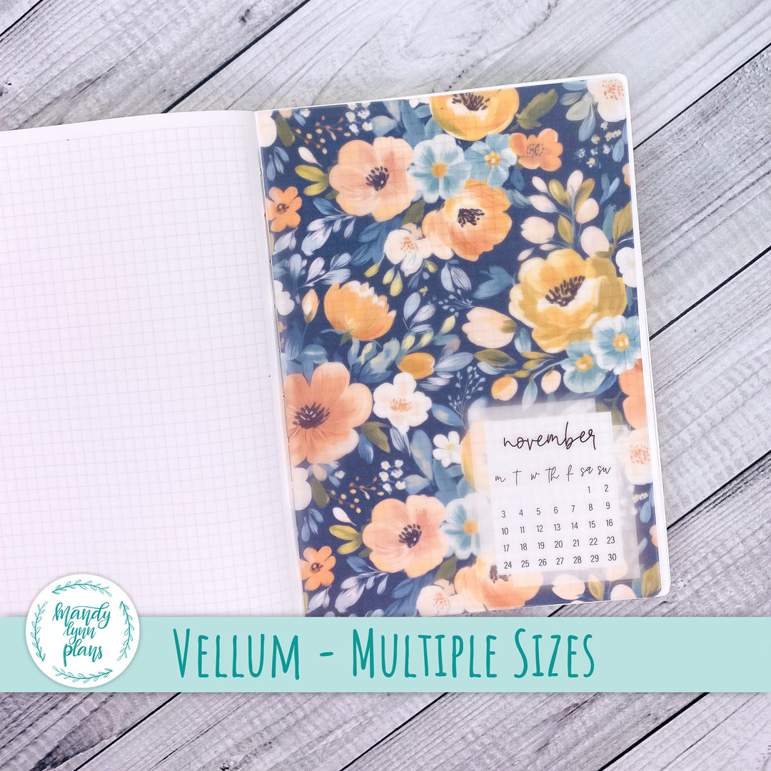 Navy Bold Bloom Vellum || 338