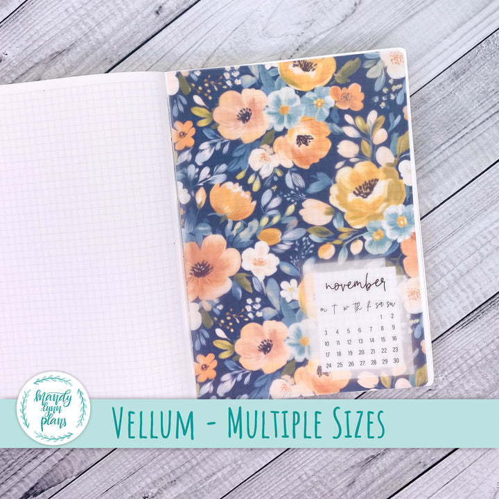 Navy Bold Bloom Vellum || 338