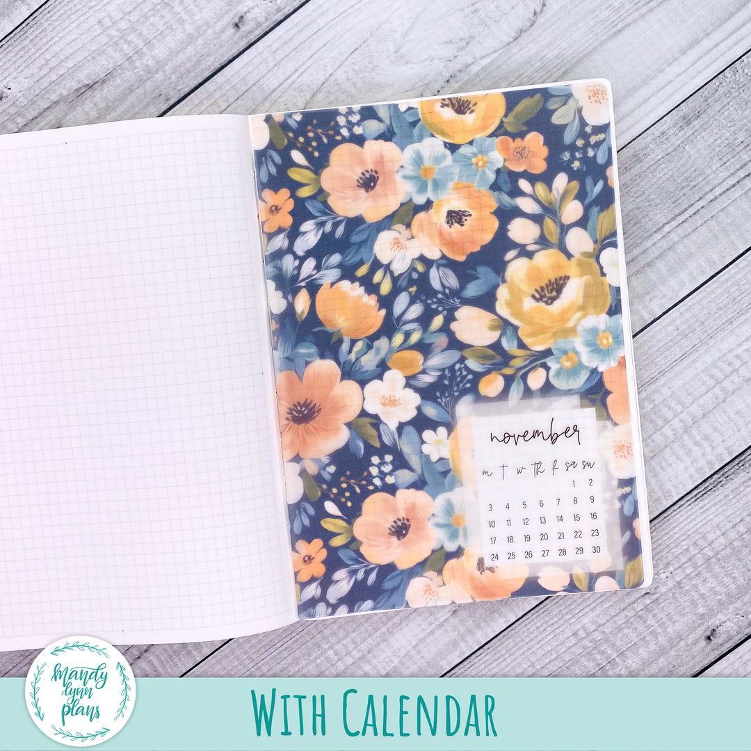 Navy Bold Bloom Vellum || 338