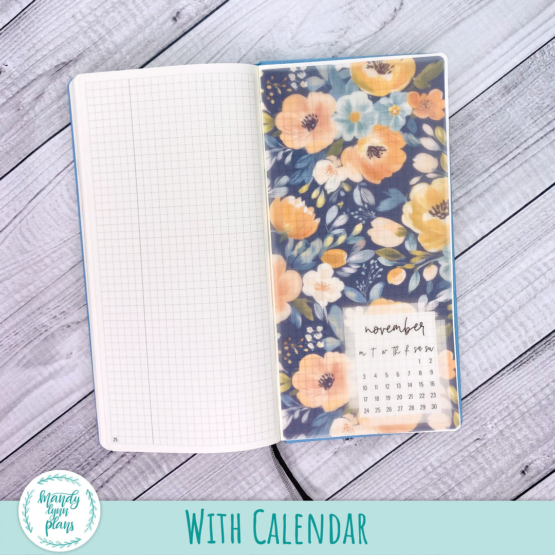 Navy Bold Bloom Vellum || 338