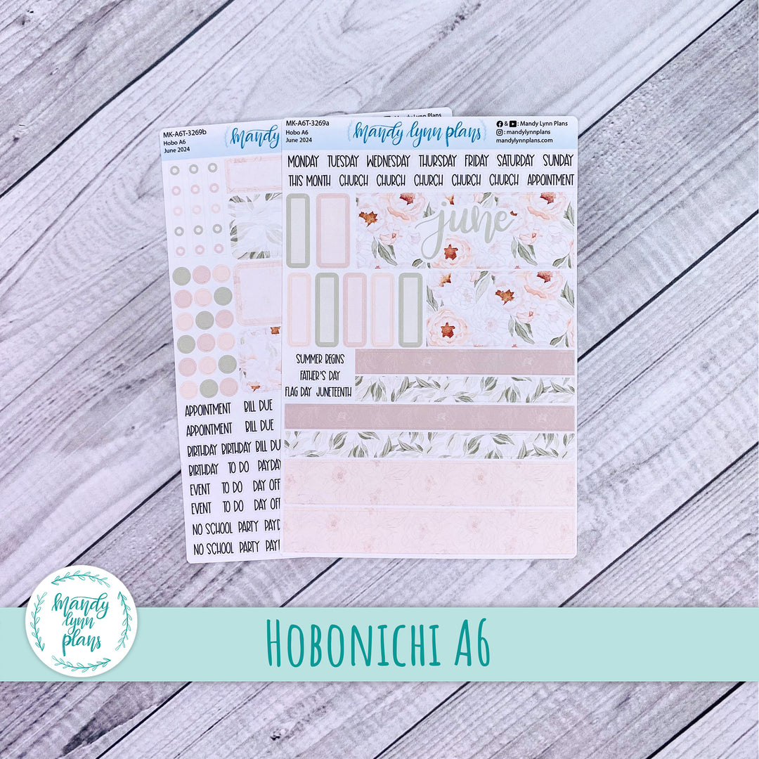 Hobonichi A6 June 2024 Monthly Kit || Peonies || MK-A6T-3269