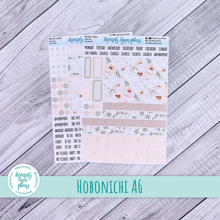 Any Month Hobonichi A6 Monthly Kit || Peonies || MK-A6T-3269