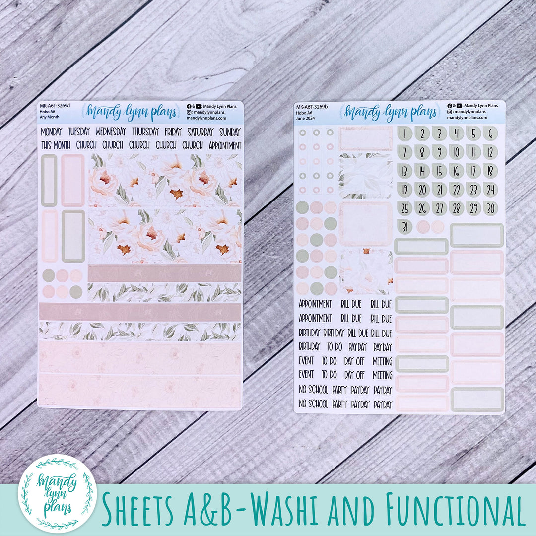 Any Month Hobonichi A6 Monthly Kit || Peonies || MK-A6T-3269