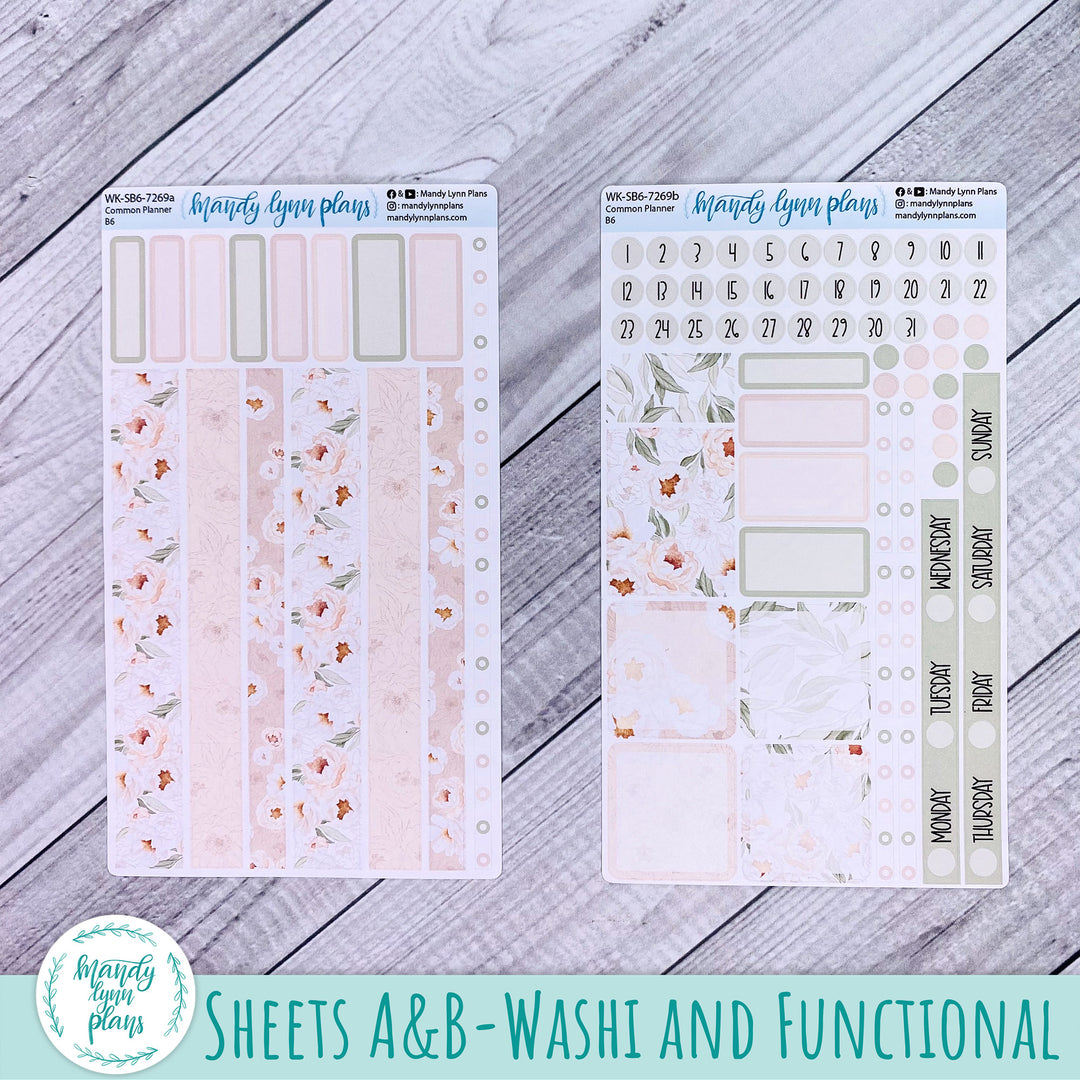 A5, B6, N1 & N2 Common Planner Weekly Kit || Peonies || 269