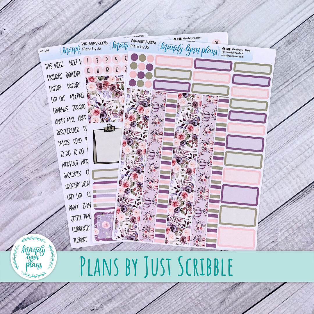 A5 Plans by Just Scribble Weekly Kit || Autumn Floral || 337