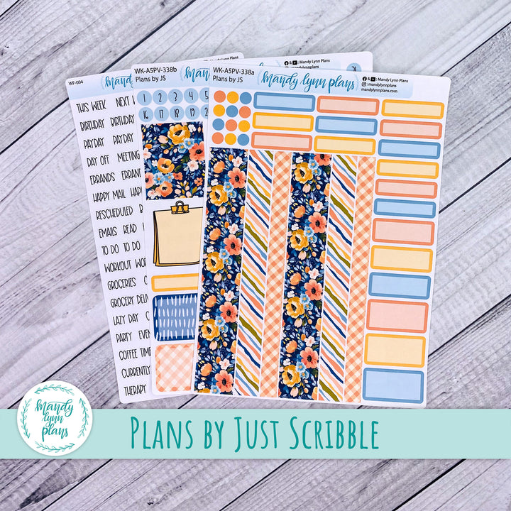 A5 Plans by Just Scribble Weekly Kit || Navy Bold Bloom || 338