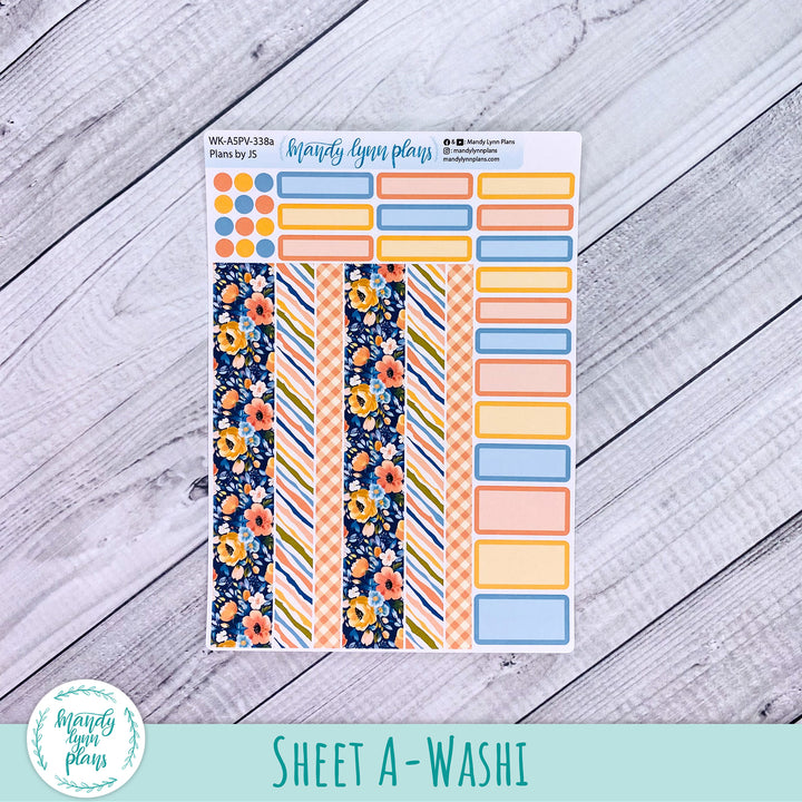 A5 Plans by Just Scribble Weekly Kit || Navy Bold Bloom || 338