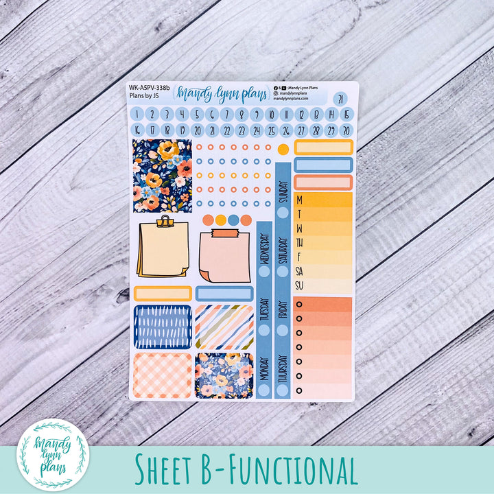 A5 Plans by Just Scribble Weekly Kit || Navy Bold Bloom || 338