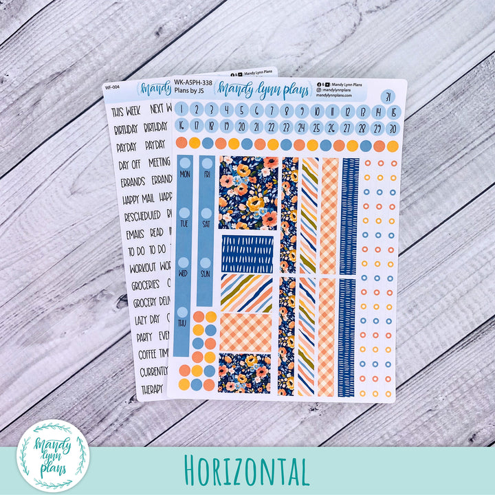 A5 Plans by Just Scribble Weekly Kit || Navy Bold Bloom || 338