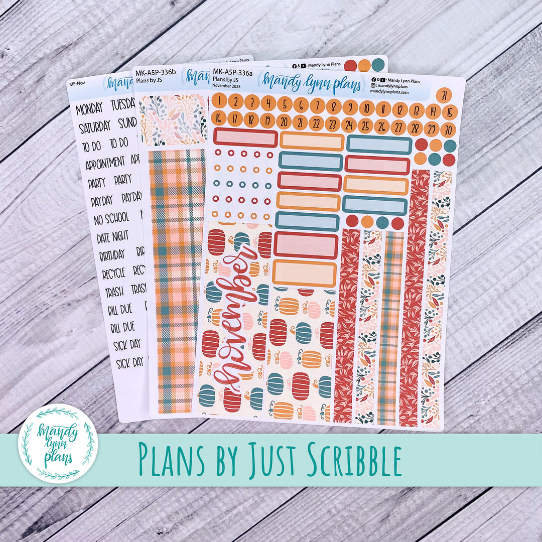 November 2025 Plans by Just Scribble Monthly || Boho Fall || MK-A5P-336