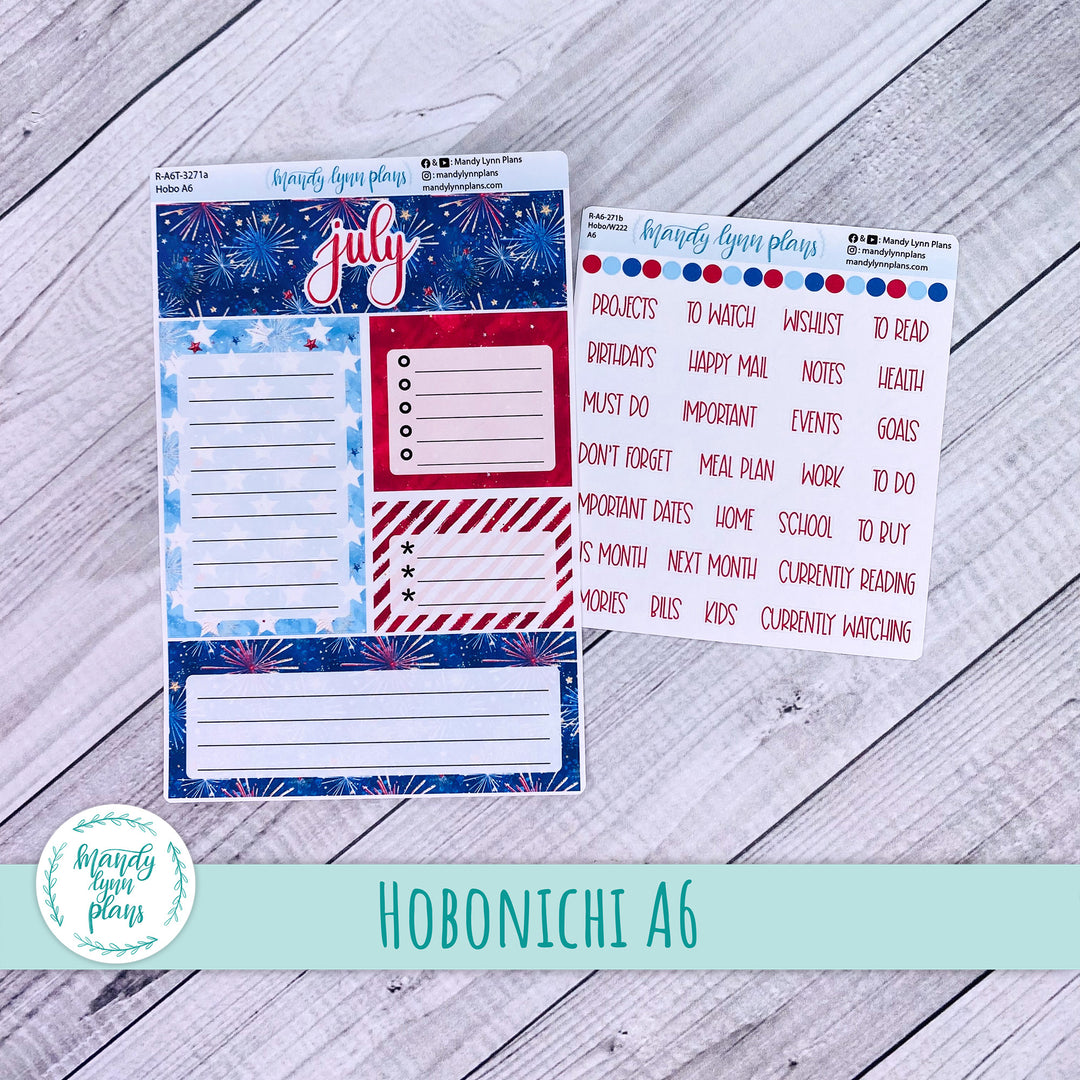 July A6 Hobonichi Dashboard || Stars and Stripes || R-A6T-3271