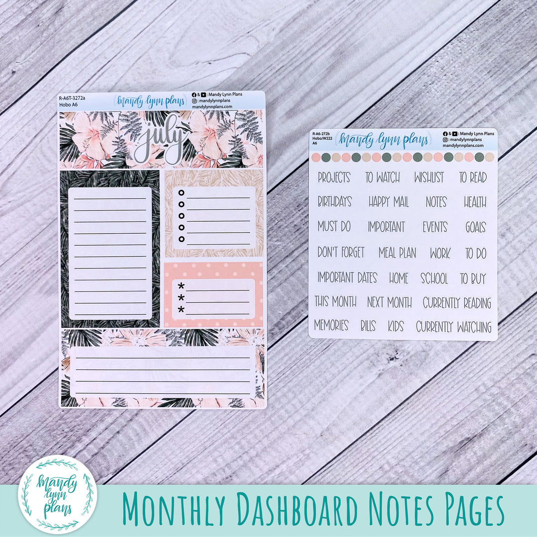 July A6 Hobonichi Dashboard || Hibiscus Blooms || R-A6T-3272