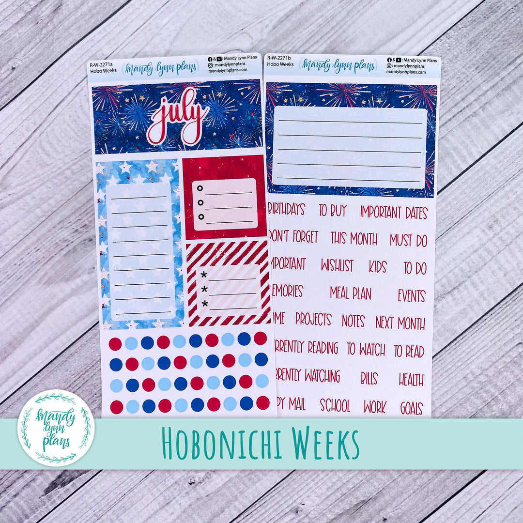 July Hobonichi Weeks Dashboard || Stars and Stripes || R-W-2271