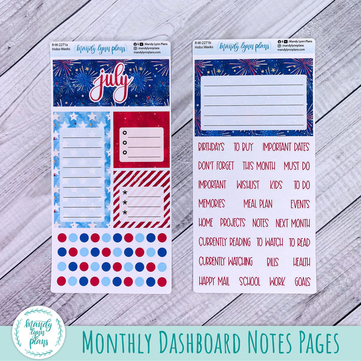 July Hobonichi Weeks Dashboard || Stars and Stripes || R-W-2271