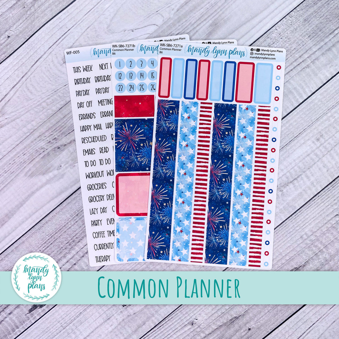 A5, B6, N1 & N2 Common Planner Weekly Kit || Stars and Stripes || 271
