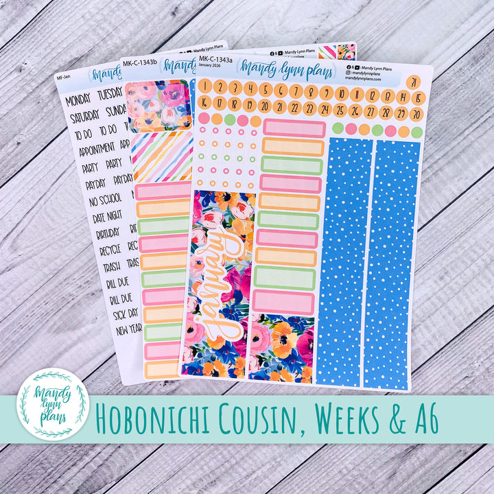 Monthly Kit || Hobonichi Cousin, Weeks, A6 || Ranunculus || 343