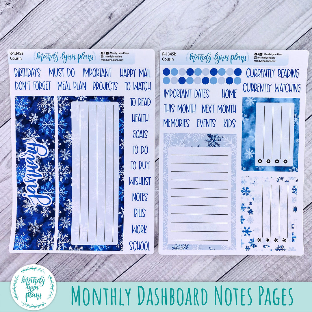 Dashboard Kit || Hobonichi, Common Planner, Wonderland 222, Plans by Just Scribble || Snowflakes || 345