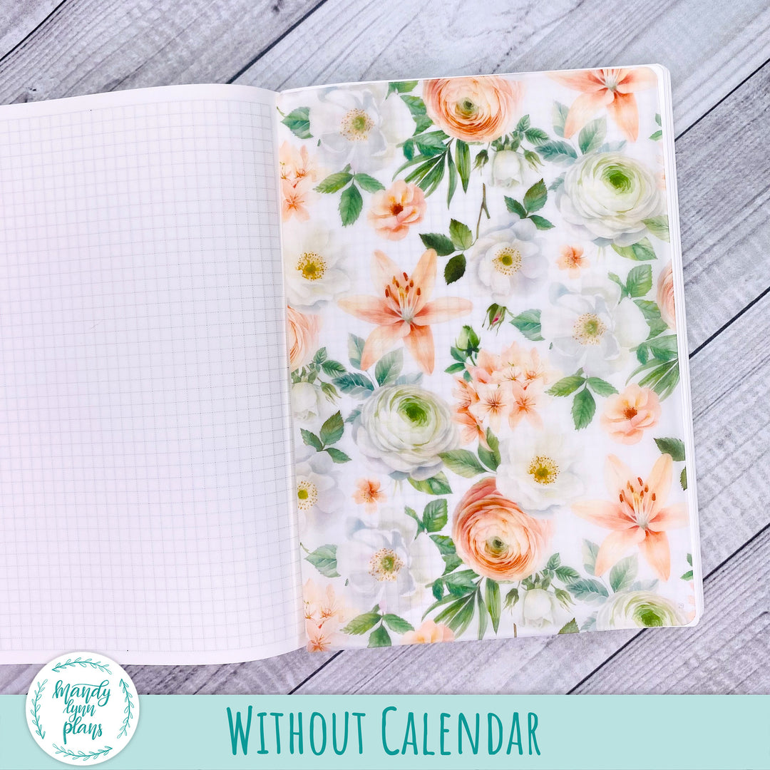 White and Peach Floral Vellum || 278