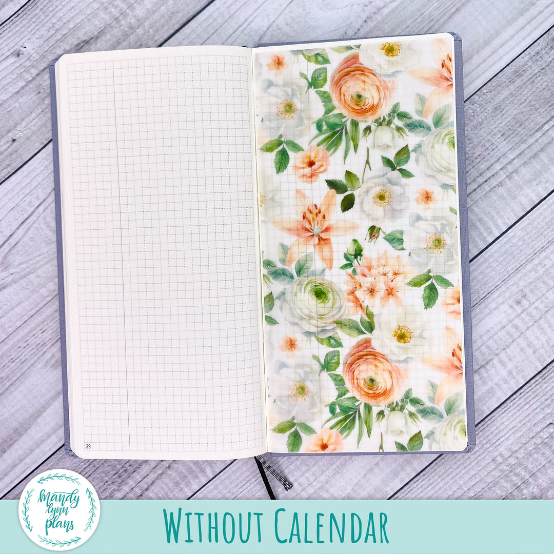 White and Peach Floral Vellum || 278