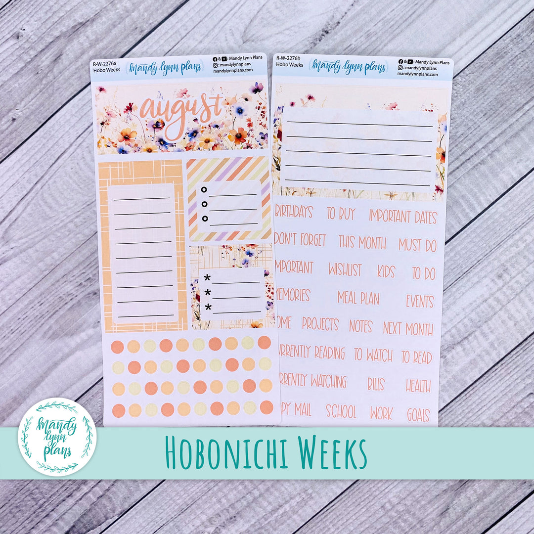 August Hobonichi Weeks Dashboard || Rustic Wildflowers || R-W-2276