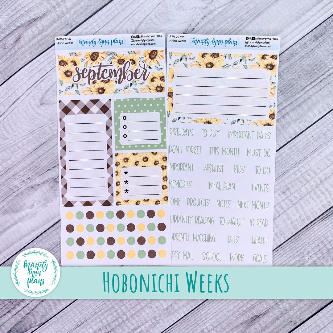 September Hobonichi Weeks Dashboard || Sunflower Patch || R-W-2279
