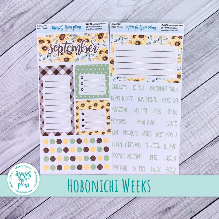 September Hobonichi Weeks Dashboard || Sunflower Patch || R-W-2279