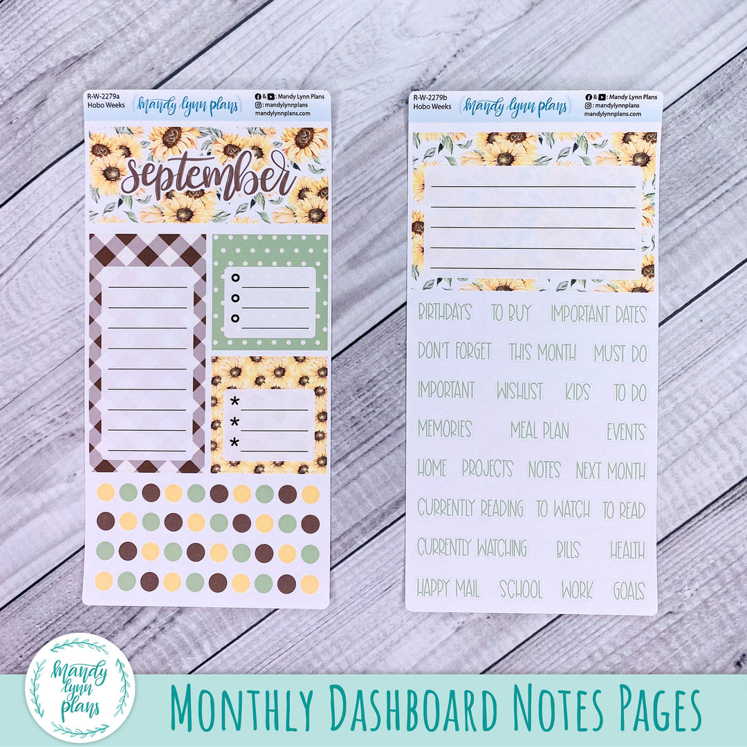 September Hobonichi Weeks Dashboard || Sunflower Patch || R-W-2279