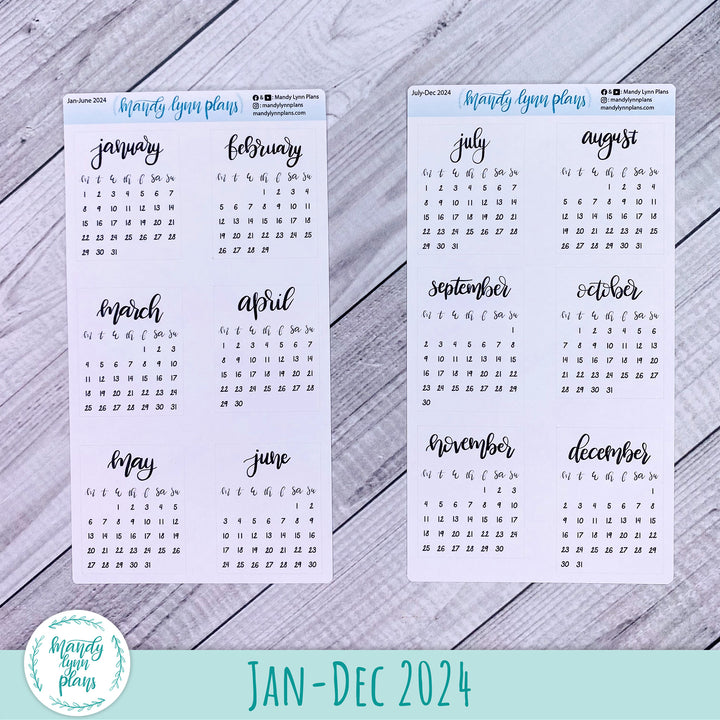 2024 Monthly Calendars || Sunday or Monday Start Future Log